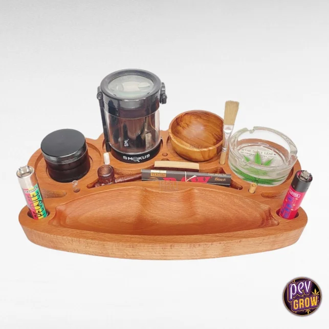 Echt Hölzernes Rolling Tablett Kru Racer · Messingknuckler-Design · Premium Organizer