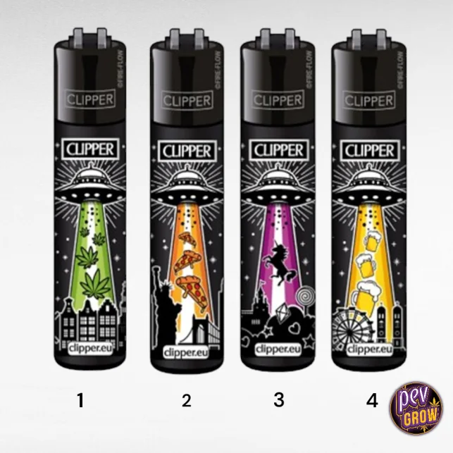Heißes Angebot Clipper Classic 420 Ufos Feuerzeug – Nachfüllbar & mit Wechsel-Feuerstein · Alien- und Weed-Designs für Kiffer
