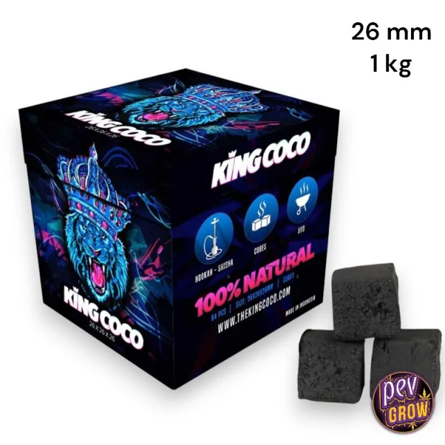 Neu King Coco 26 mm Shisha Kohle 1 kg – 100 % natürliche Kokoswürfel