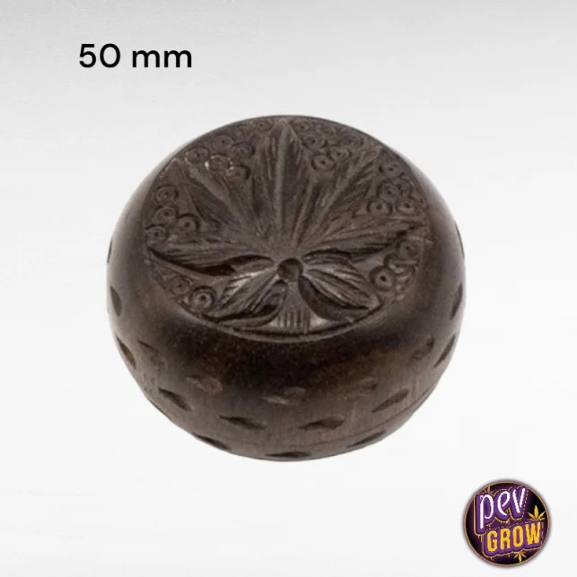 50 mm Leaf Wood Grinder – Naturbelassenes geschnitztes Holz & perfekter Grip · 2-teiliger Kräutermühle für saubere Drehstation Echt
