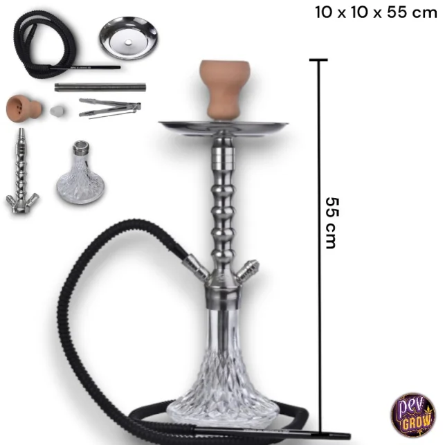 55 cm Silber Crystal Shisha – Elegantes & langlebiges Shisha-Set Preiswert