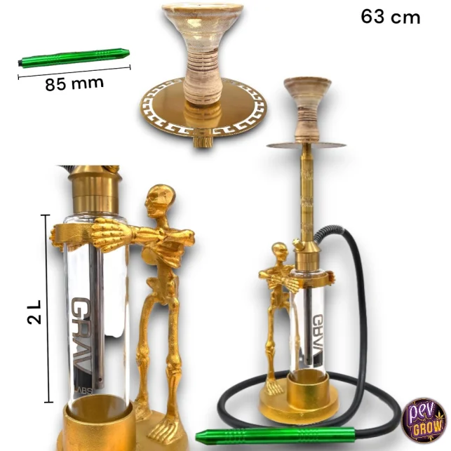 Skeleton Shisha 63 cm – Goldenes Messing & Glas Shisha Begrenztes Angebot