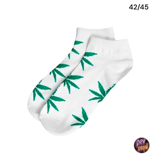 Direkt Vom Hersteller Marijuana-Blätter Kurzsokken, Schwarz & Weiß mit grünem Weed-Design, Größe 42-46, bequeme 420-Bekleidung