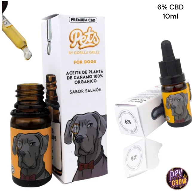 CBD Öl 6 % mit Lachsgeschmack für Hunde – Gorilla Grillz Broad Spectrum · 600 mg 10 ml Haustier-Wohlbefindenstropfen Zertifiziert