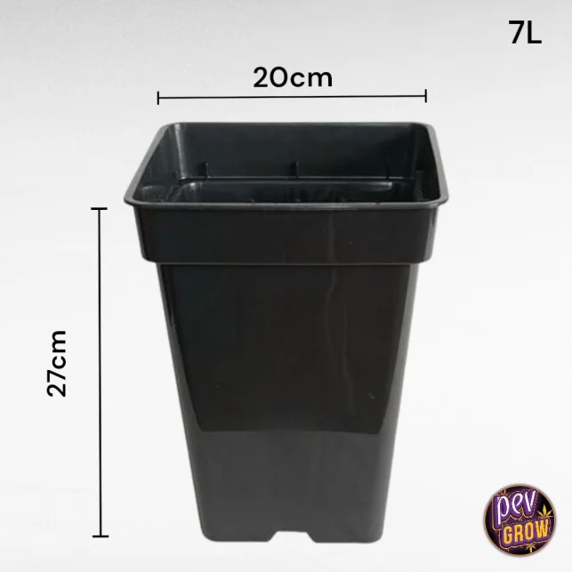 Jetzt Kaufen Schwarzer Kunststoff-Quadtöpfe 7 L (20x20x27 cm) – Platz nutzen im Indoor-Growzelt optimal