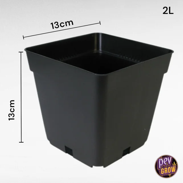 Sonderangebot Schwarze quadratische Kunststofftopf 2L (13x13x13cm) – Platzsparender Indoor-Pflanztopf für SOG-Setups