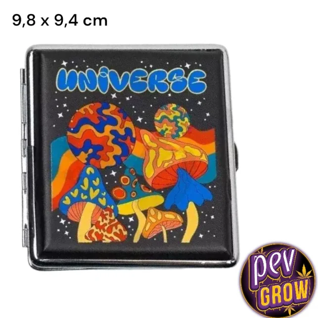 Metal Mushrooms Zigarettenetui 9,4 x 9,8 cm – Stylischer Joint- und Zigarettenhalter für unterwegs mit Schutzfunktion Schneller Versand