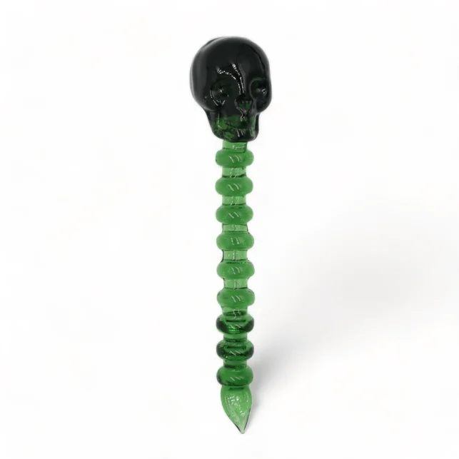 Online Kaufen Green Skull Crystal Dabber – Designer Glas-Dabbing-Werkzeug · Hitzebeständige Wirbelsäulen-Form für Cannabis-Konzentrate