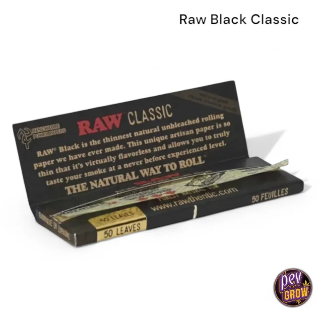 Abverkauf Raw Black Drehpapier – Ultradünn, ungebleicht, aus Hanfkleber · Klassisch & King Size