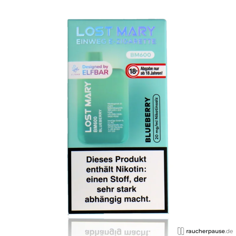 Solange Der Vorrat Reicht Lost Mary BM600 Einweg E-Zigarette | Blueberry | 20 mg/ml Nikotin | 600 Züge