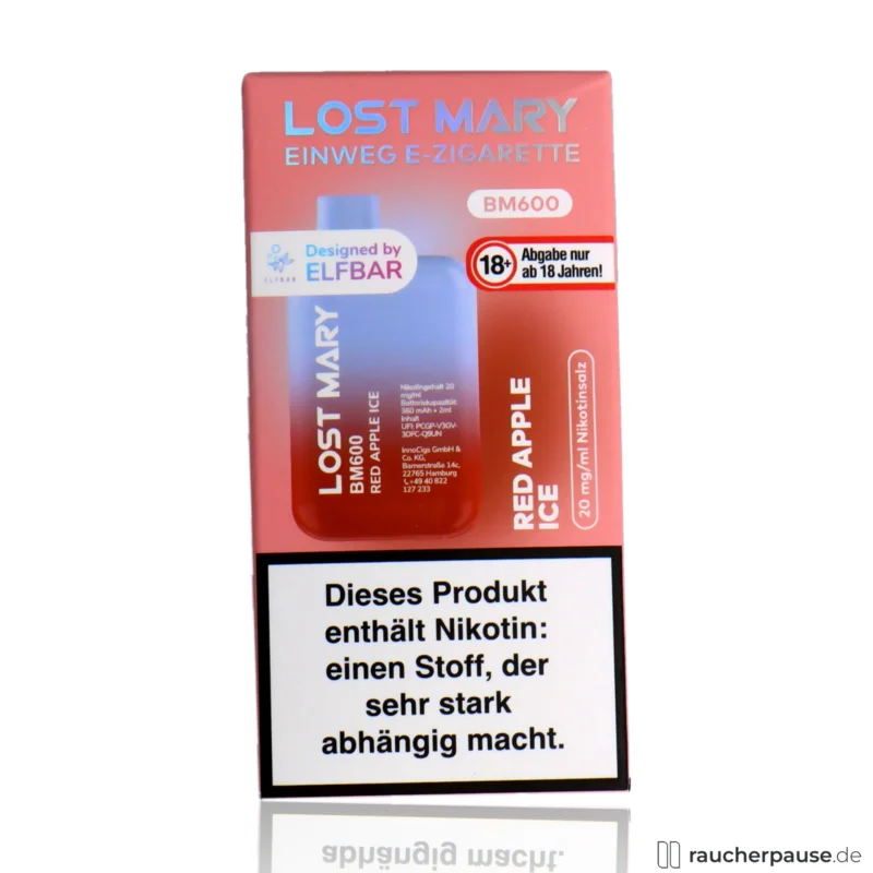 Lost Mary BM600 Einweg E-Zigarette | Red Apple Ice | 20 mg/ml Nikotin | 600 Züge Markenprodukt