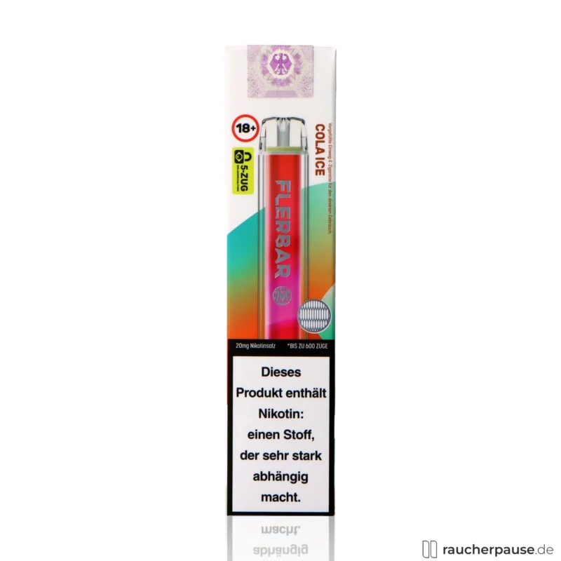 Flerbar Einweg Vape | Cola Ice | 600 Züge | 20 mg/ml Nikotin Nur Für Kurze Zeit
