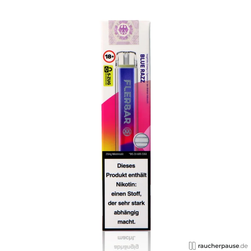 Direkt Vom Hersteller Flerbar Einweg Vape | Blue Razz | 600 Züge | 20 mg/ml Nikotin
