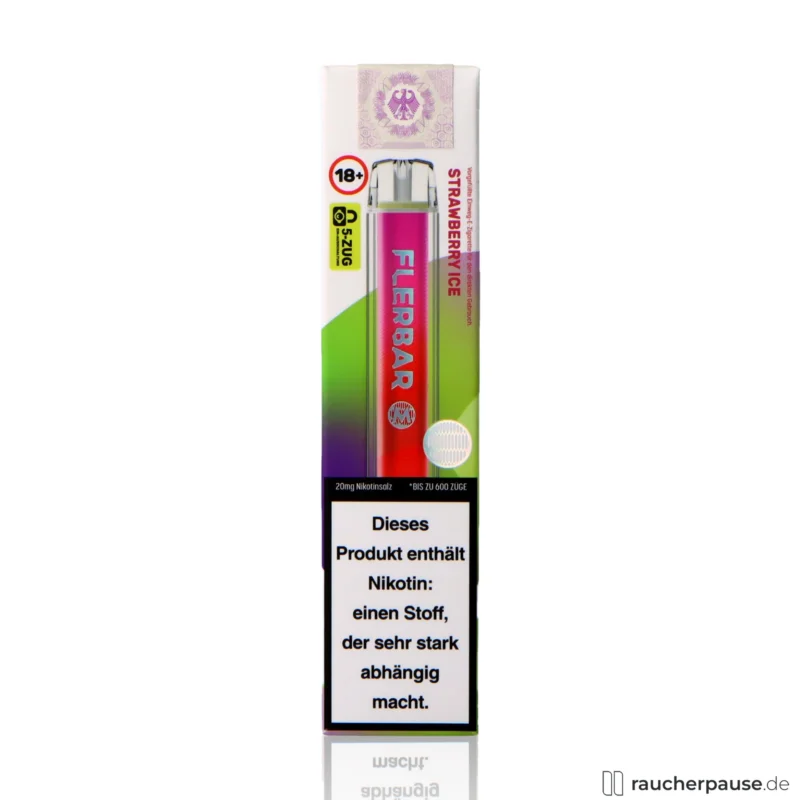 Flerbar Einweg Vape | Strawberry Ice | 600 Züge | 20 mg/ml Nikotin Top-Seller