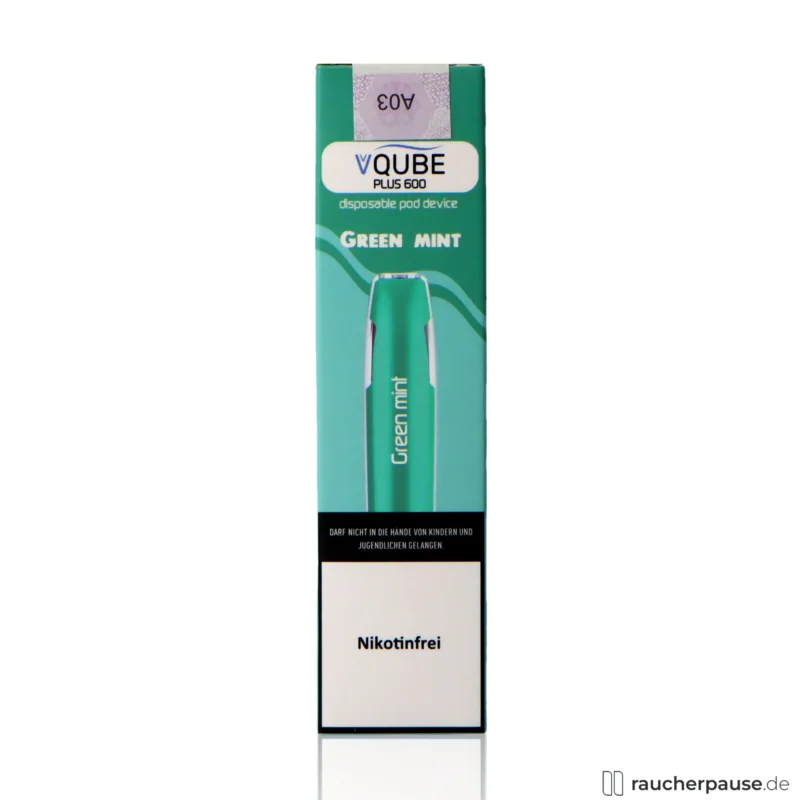 Expressversand VQube E-Shisha | Green Mint | 0 mg Nikotin | Max. 600 Züge | 350 mAh
