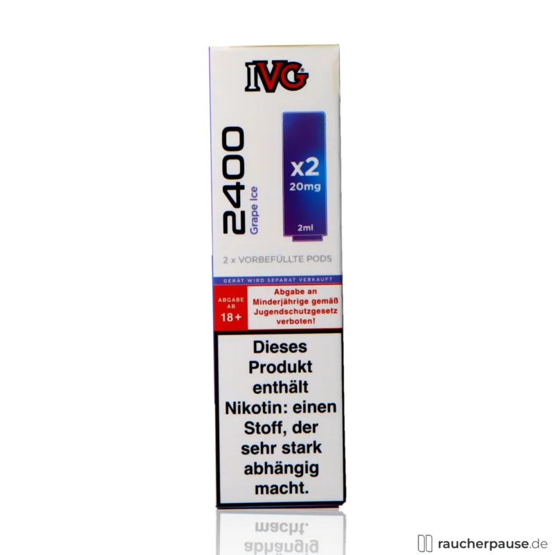 IVG 2400 Prefilled Pods Grape Ice | 20 mg/ml Nikotin | 2x2ml Echt