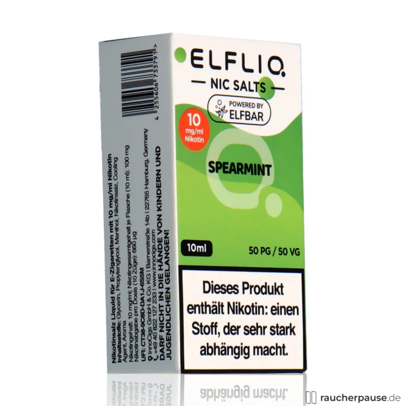 Elfliq by Elf Bar Nikotinsalz Liquid Spearmint | 10mg/ml Nikotin | 10ml Garantierte Lieferung