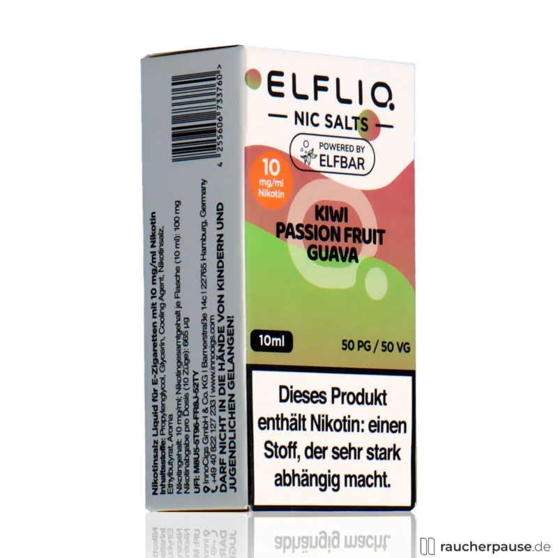 Elfliq by Elf Bar Nikotinsalz Liquid Kiwi Passionfruit Guava | 10mg/ml Nikotin | 10ml Knallerangebot