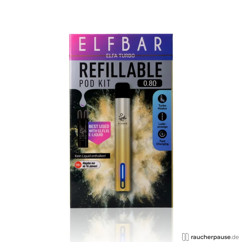 Solange Der Vorrat Reicht Elfbar ELFA Turbo Akkuträger | Aurora-Gold | 550mAh USB-C Zugautomatik