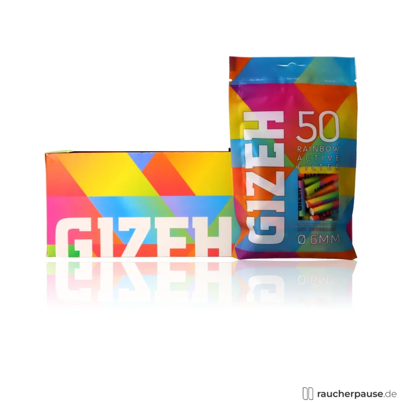 Gizeh Active Filter RAINBOW 6mm | Kokoskohle Aktivkohle | 50 Stück wiederverschließbar Beliebt