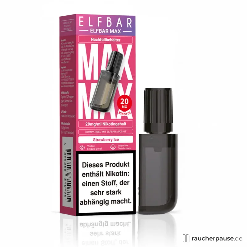 Elfbar MAX Strawberry Ice Pod | 10ml Nikotinsalz | 20mg | 3000 Züge | Einweg Nachfüllkartusche Sale