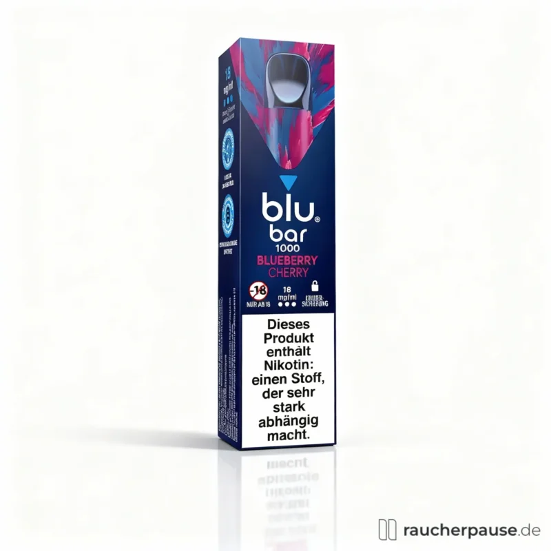 Beliebt blu bar 1000 Einweg E-Zigarette Blueberry Cherry | 18 mg Nikotin | Bis zu 1000 Züge