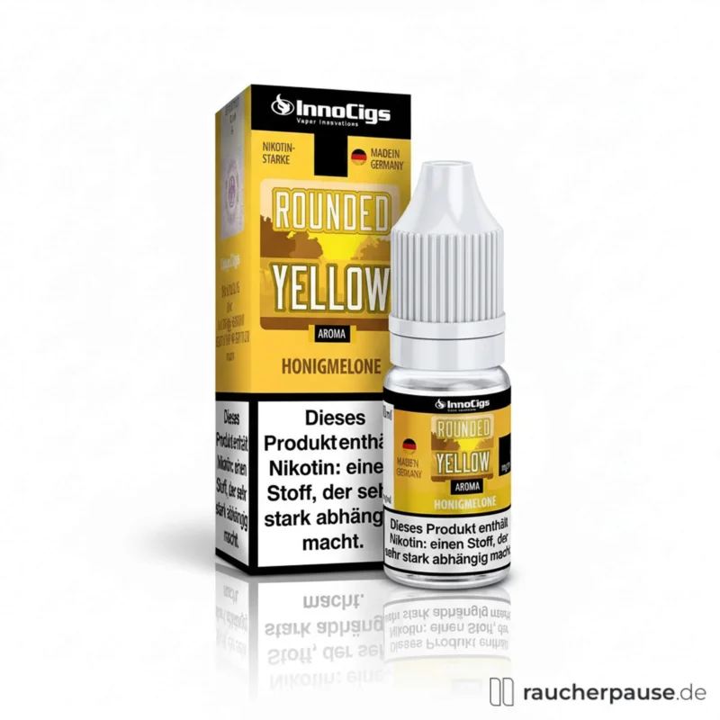 Abverkauf InnoCigs Round.Yellow E-Liquid Honigmelone | 10ml Flasche | 0mg Nikotin | Für E-Zigaretten & Clearomizer