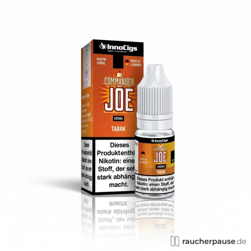 InnoCigs Commander Joe E-Liquid Tabak | 10ml Flasche | Für E-Zigaretten | 0 mg/ml Nikotin Neue Kollektion