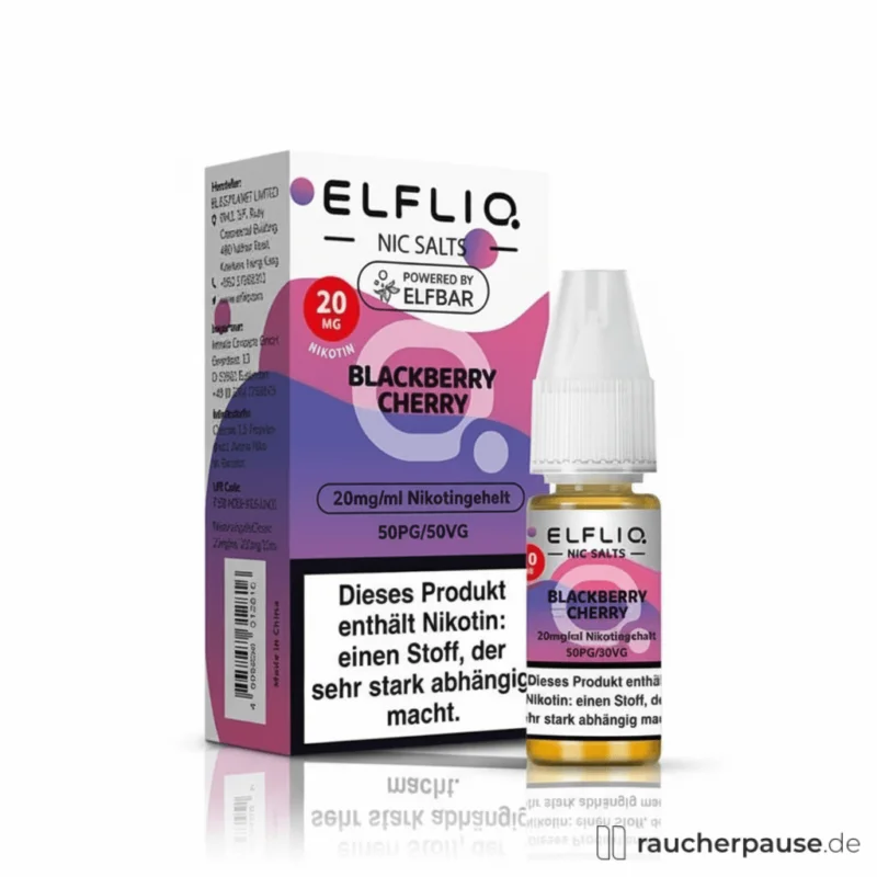 Elfliq Blackberry Cherry Nikotinsalz Liquid 20mg/ml für Pod E-Zigaretten | 10ml | MTL & Elfbar kompatibel Garantierte Lieferung