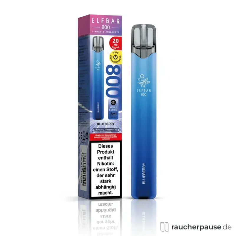 ELFBAR 800 Blueberry – Einweg E-Zigarette mit 20 mg/ml Nikotinsalz | 2 ml Liquid | Bis zu 800 Züge Expressversand
