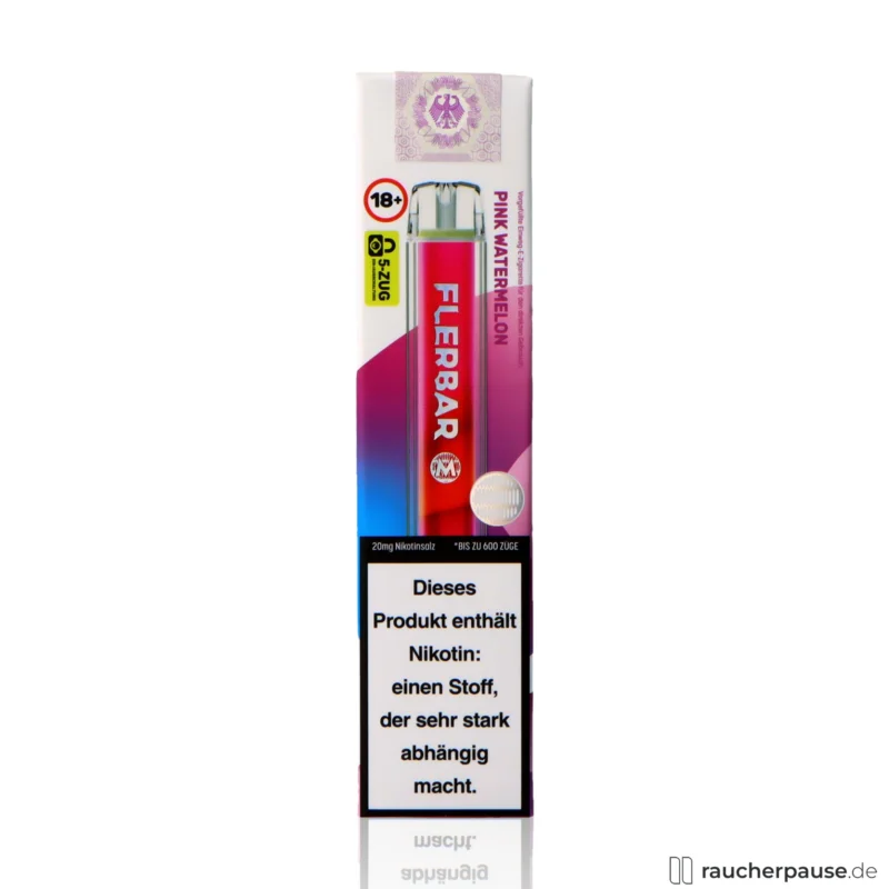 Sofort Bestellen Flerbar Einweg Vape | Pink Watermelon | 600 Züge | 20 mg/ml Nikotin