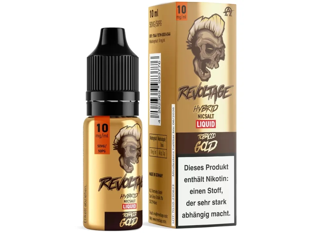 REVOLTAGE Tobacco Gold 10mg/ml Liquid 10ml Kostenfreie Lieferung