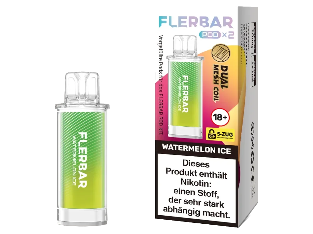 Schnäppchen Flerbar Pod Watermelon Ice 20mg/ml Nikotinsalz 2 Stück