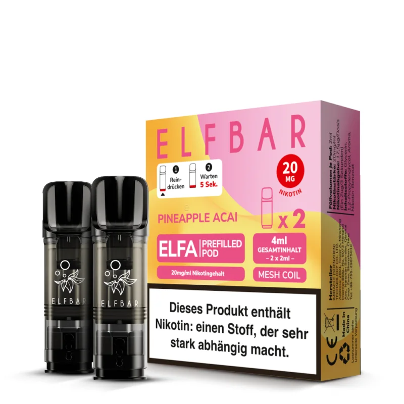 Elfbar ELFA Pods Pineapple Acai 20mg/ml 2 Stück Neue Ware
