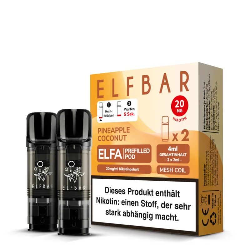 Elfbar ELFA Pods Pineapple Coconut 20mg/ml 2 Stück Abverkauf