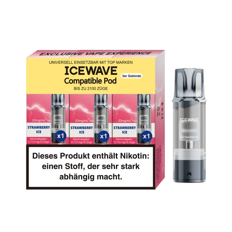 ICEWAVE Strawberry Ice prefilled Pods 3x Matchbar Kompatibel 20mg/ml Finale Aktion