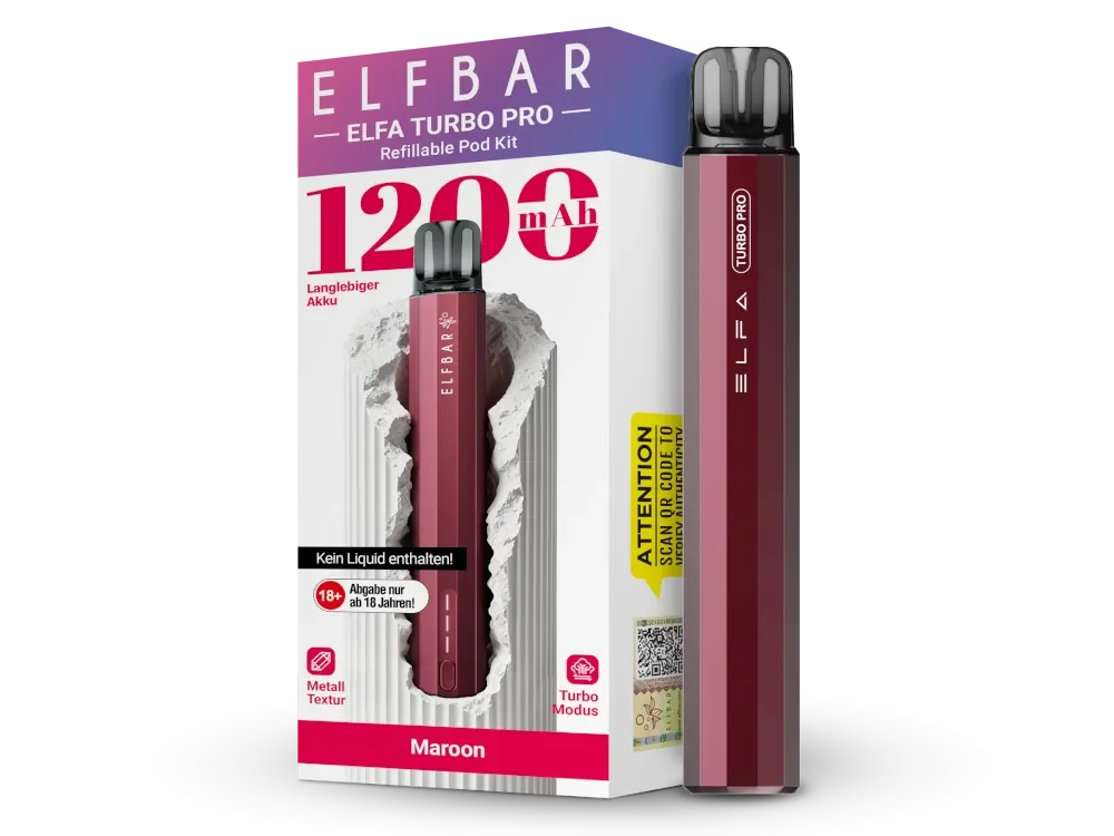 Elfbar ELFA Turbo Pro E-Zigarette Set Maroon Sale