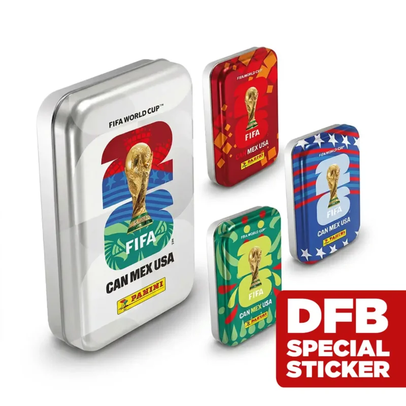 Knallerangebot PANINI FIFA WORLD CUP 2026 Sticker - Pocket Tin mit 8 Sticker Packs und 1 DFB Spezial Sticker