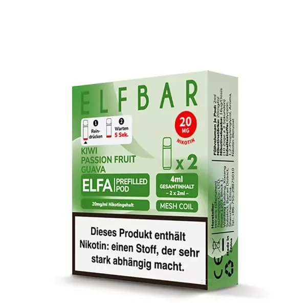 ELFA Pods Kiwi Passion Fruit Guava 20mg/ml 2 Stück Zertifiziert