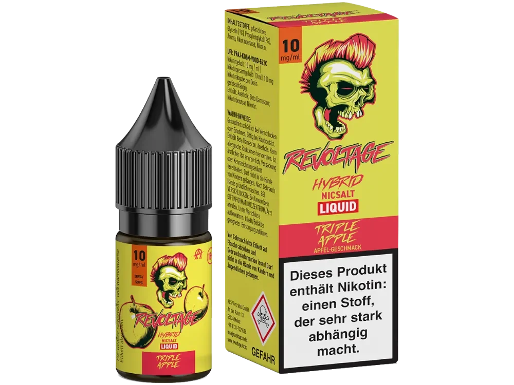 Kostenloser Rückversand REVOLTAGE Triple Apple Liquid mit Nikotinsalz 10mg/ml 10ml