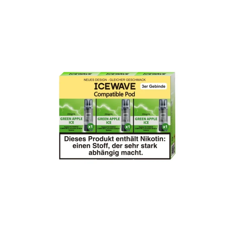 ICEWAVE Green Apple Ice prefilled Pods 3x Matchbar Kompatibel 20mg/ml Kostenloser Rückversand