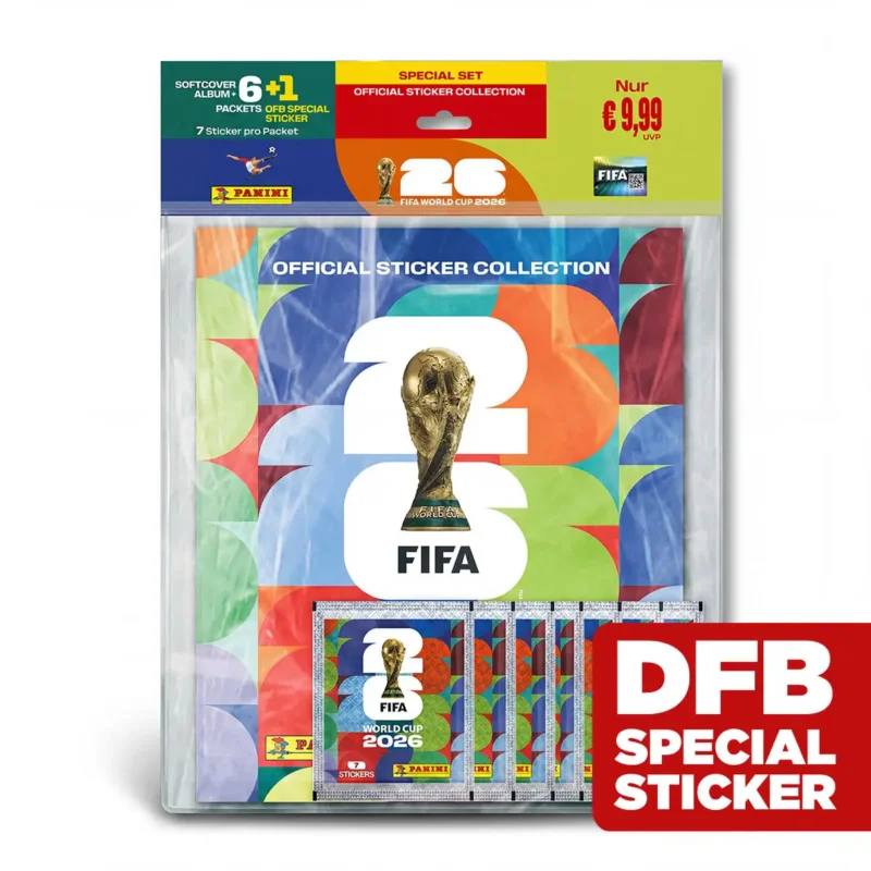 Sale PANINI FIFA WORLD CUP 2026 Sticker Starter Set XL Softcover Album mit 6 Sticker Packs + 1 DFB Spezial Sticker