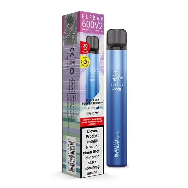 Sichere Zahlung ELF BAR 600 Blueberry Sour Raspberry Einweg E Zigarette 20mg/ml