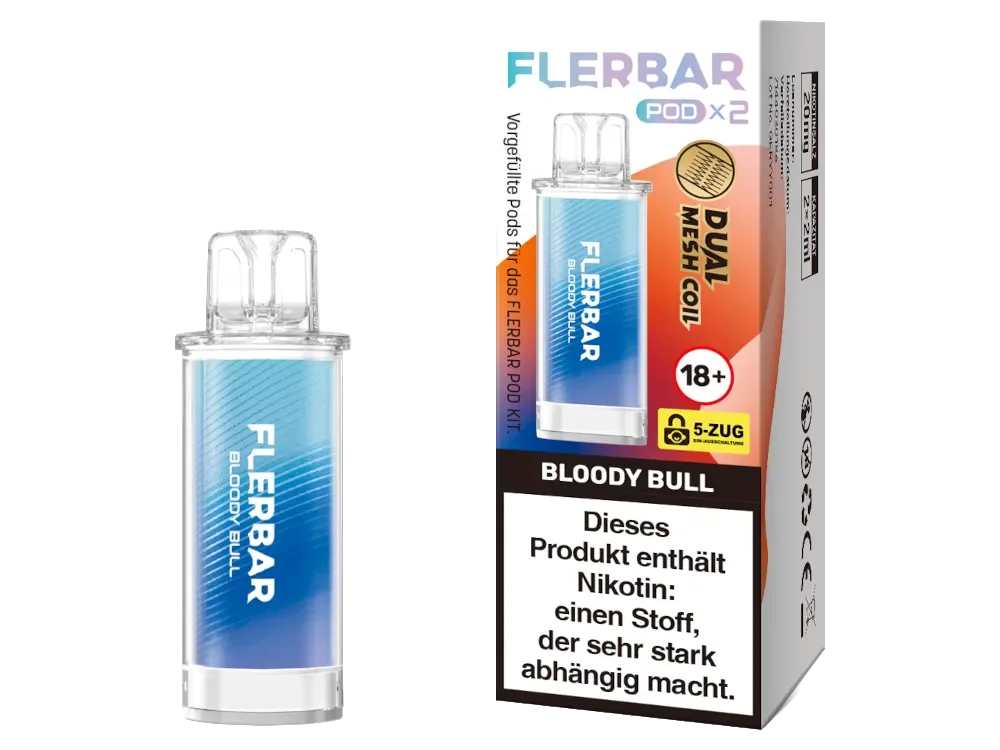 Beliebt Flerbar Pod Bloody Bull 20mg/ml Nikotinsalz 2 Stück
