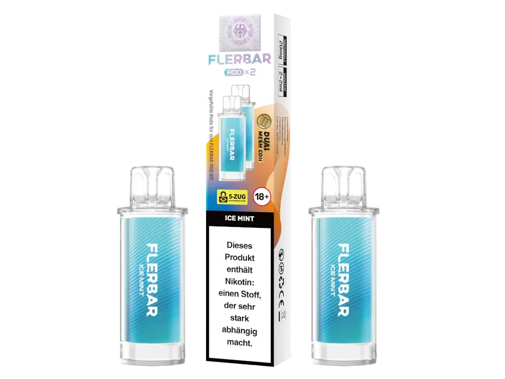 Jetzt Bestellen Flerbar Pod Ice Mint 20mg/ml Nikotinsalz 2 Stück