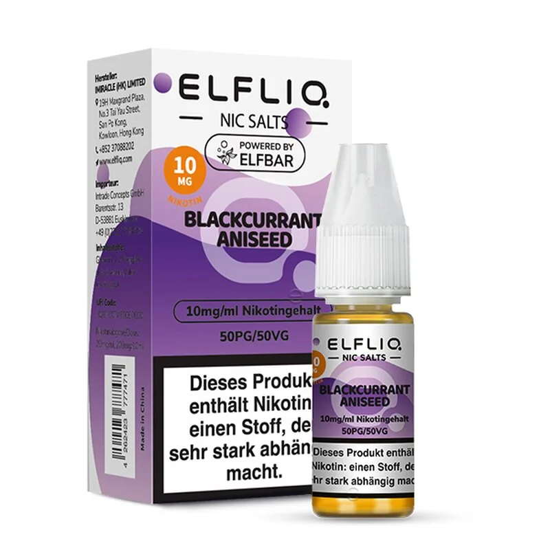 ELFBAR ELFLIQ Blackcurrant Aniseed Nikotinsalz Liquid 10ml - 10mg Jetzt Kaufen